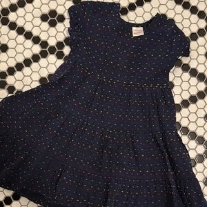 Hanna Andersson Blue and White Casual A-Line Dress with Crew Neck